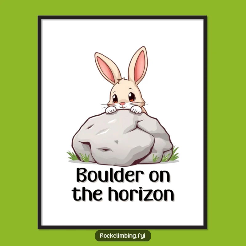 Free Printable Wall Art: Determined Rabbit Over Boulder Funny Downloadable Art