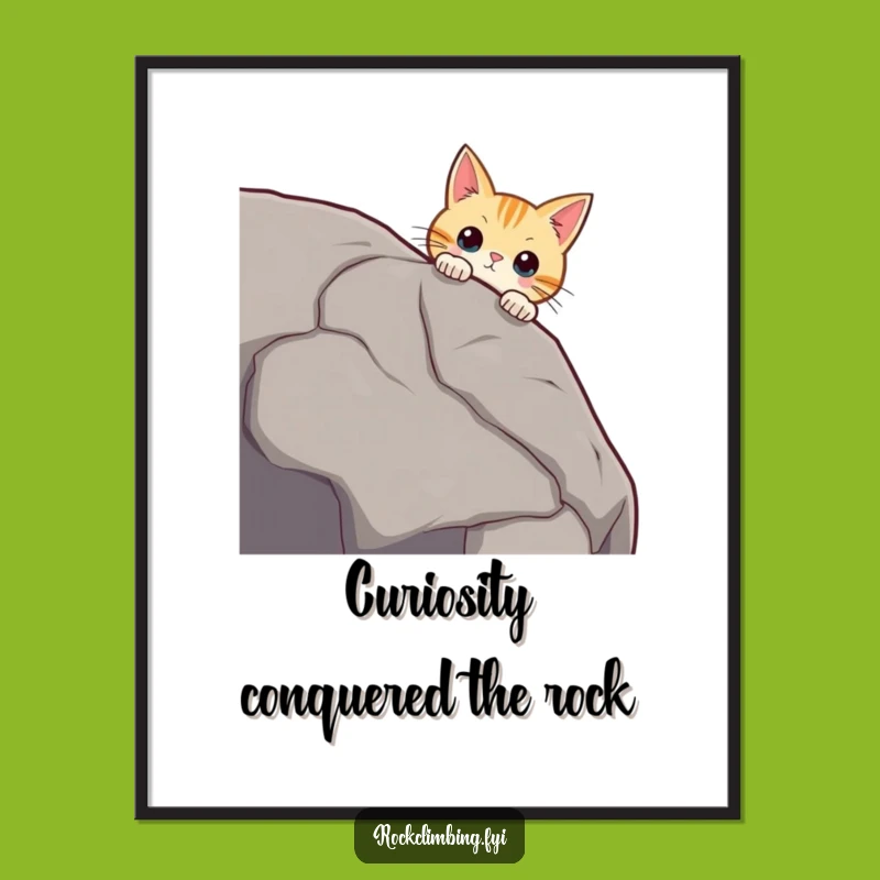 Free Printable Curious Cat Boulder Art - Enigmatic Downloadable Wall Decor