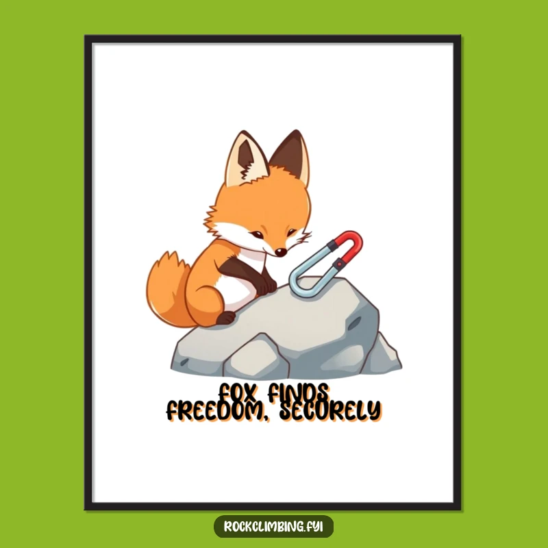 Free Printable Wall Art: Focused Fox Climbing Gear, Hilarious Adventure Downloadable Decor