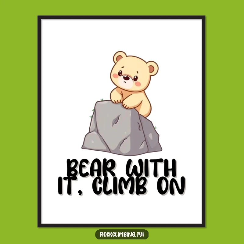 Free Printable Bear Cub Climbing Art - Funny Downloadable Decor