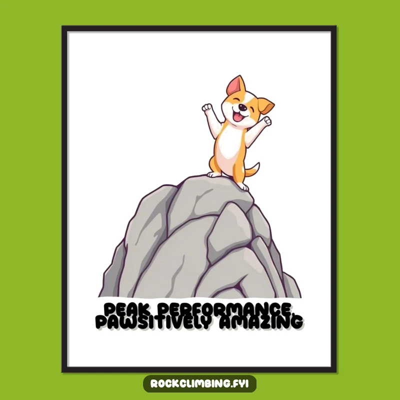 Free Printable Wall Art: Funny Dog Rock Spire Triumph - Hilarious Downloadable Art Gift