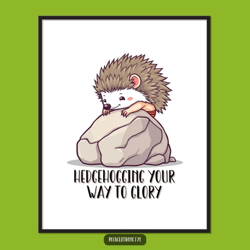 Free Printable Wall Art: Hedgehog's Boulder Climb - Humorous Downloadable Decor!