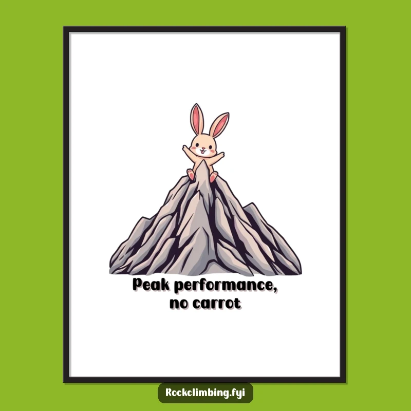 Free Printable Wall Art: Rabbit's Mountain Triumph, Funny Downloadable Art Gift