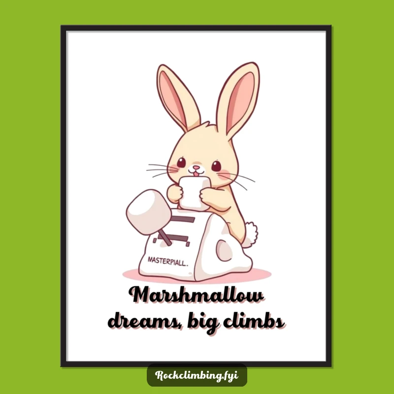 Funny Free Printable Wall Art: Bunny Marshmallow Climb - Downloadable Decor
