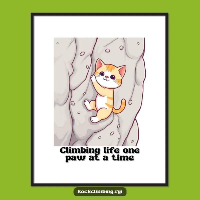 Funny Free Printable Wall Art: Cat's Rock Climbing Feat - Downloadable Decor