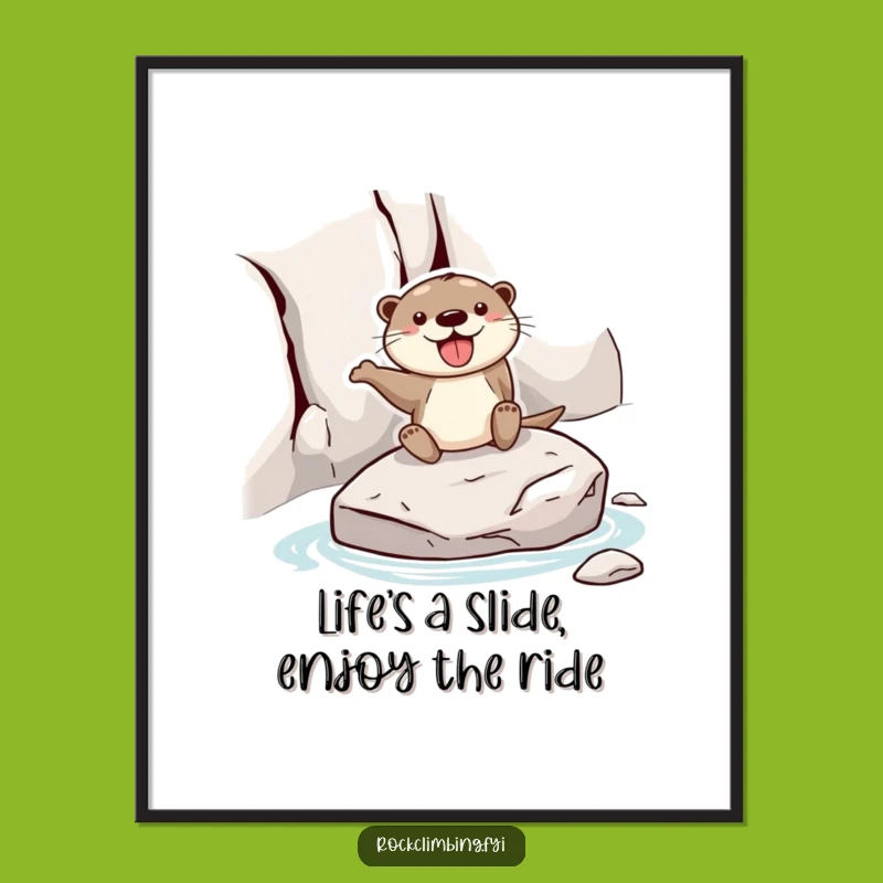 Free Printable Wall Art: Joyful Otter Sliding - Downloadable Playful Art