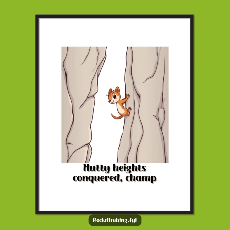 Free Printable Wall Art: Funny Determined Squirrel Climbing, Hilarious Nature Downloadable Decor