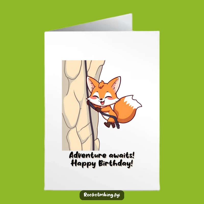 Free Printable Fox Birthday Card: Energetic Rappelling Fox, Funny Downloadable Gift!