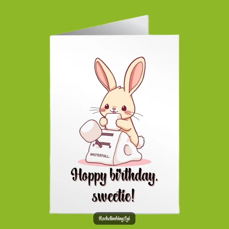Free Printable Birthday Card: Bunny & Marshmallow Fun - Downloadable Gift