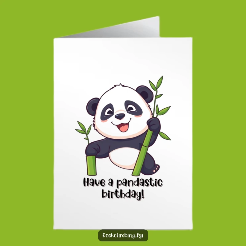 Free Printable Birthday Card: Panda Climbs Bamboo - Downloadable Gift!