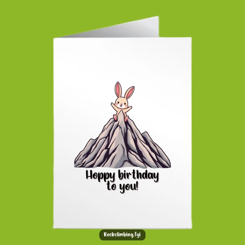 Free Printable Birthday Card: Triumphant Rabbit Mountain Peak, Funny Downloadable Gift