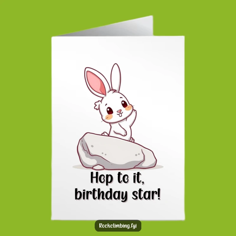 Free Printable Rabbit Climbing Birthday Card - Funny Downloadable Gift for Adventurers