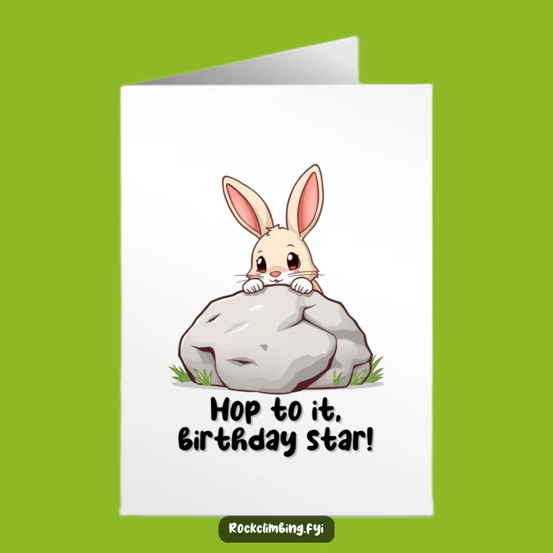 Free Printable Birthday Card: Determined Rabbit Peeking Over Boulder Funny Downloadable Gift