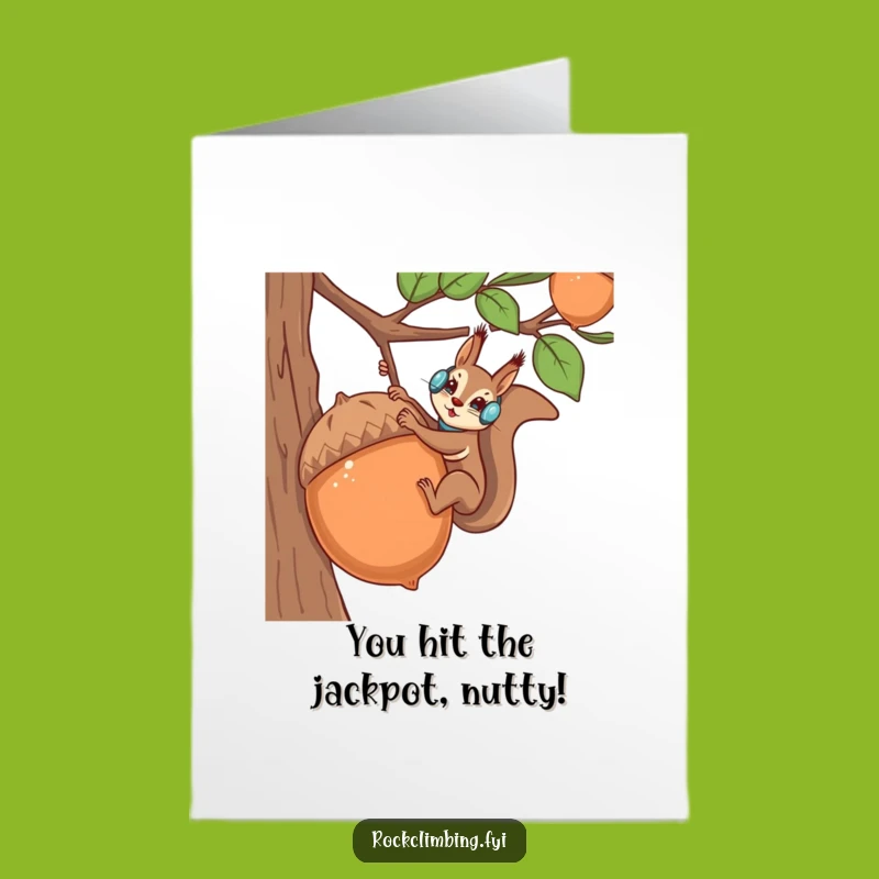 Free Printable Congrats Card: Squirrel Reaches Acorn Top - Downloadable Gift!