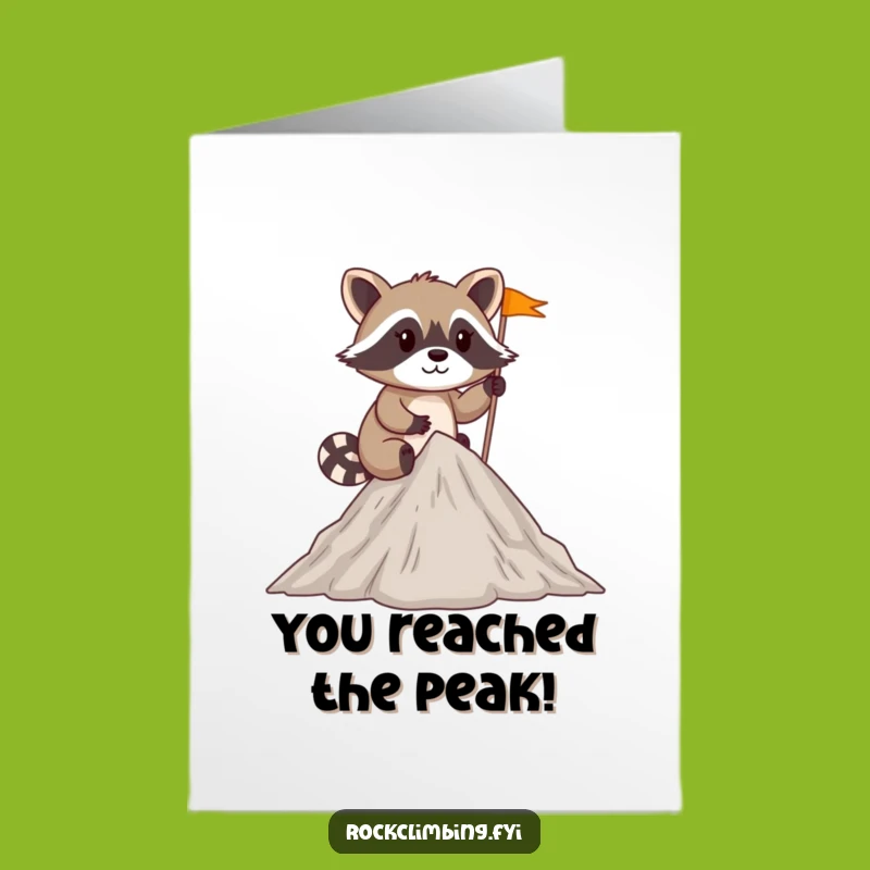Free Printable Congratulations Card: Raccoon Summit Triumph Humor Downloadable