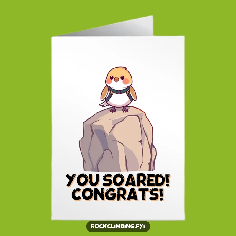 Free Printable Funny Bird Congrats Card: Hilarious Climbing Achievement Downloadable Greeting