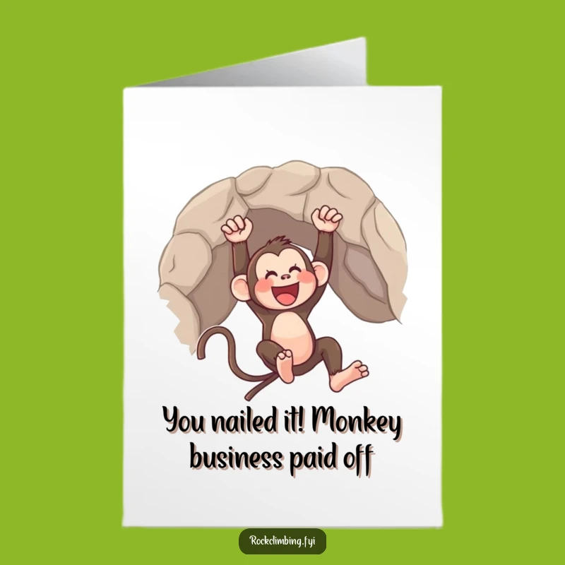 Free Printable Monkey Congratulations Card: Funny Swinging Primate Downloadable Gift for Success
