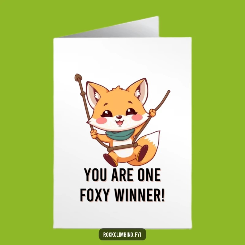 Free Printable Congrats Card: Funny Fox Rope Swing - Downloadable Celebration