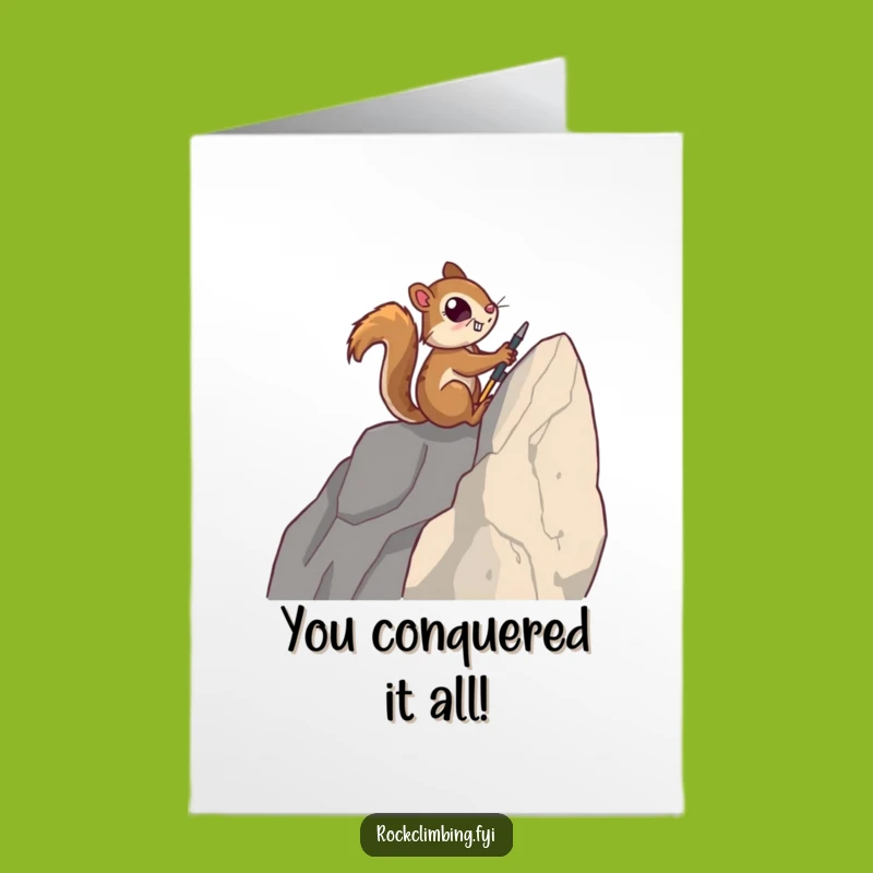 Free Printable Congratulations Card: Squirrel Climber's Victory, Humorous Downloadable Gift