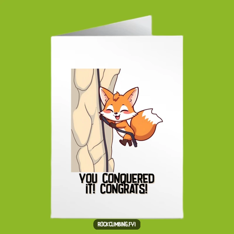 Free Printable Fox Congrats Card: Winking Rappeller, Cheerful Downloadable Greeting!