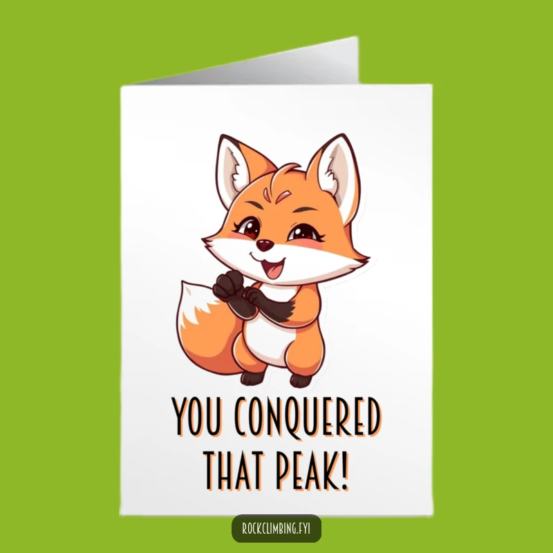 Free Printable Fox Climbing Congrats Card - Accomplishment Downloadable Gift