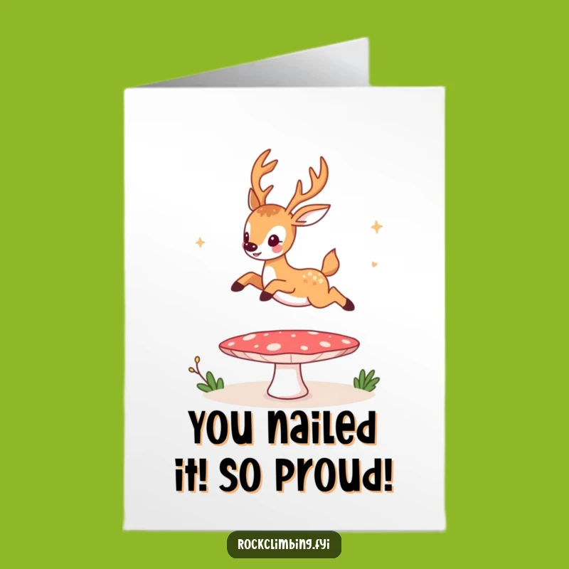 Free Printable Congrats Card: Funny Deer Trampoline Surprise - Downloadable Joke Gift