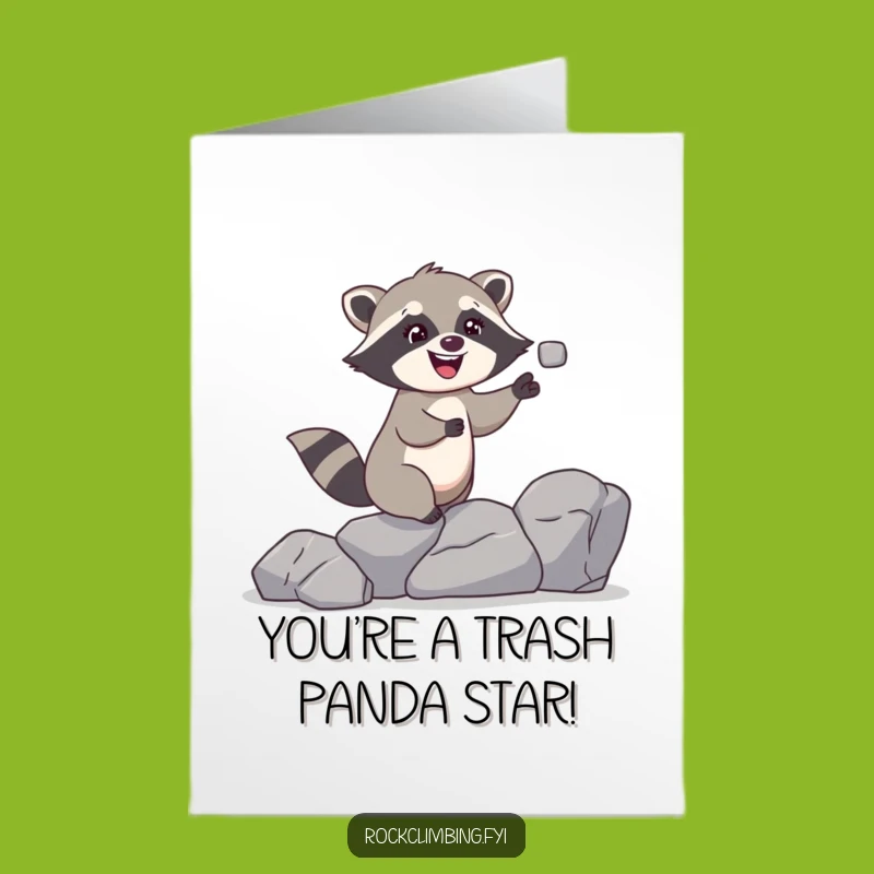 Free Printable Congrats Card: Giggling Raccoon's Skillful Feat - Downloadable Gift