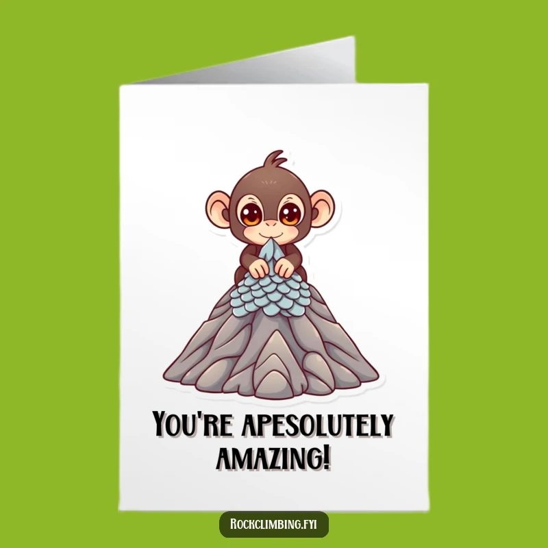 Free Printable Congratulations Card: Monkey Reaches Summit, Downloadable Success