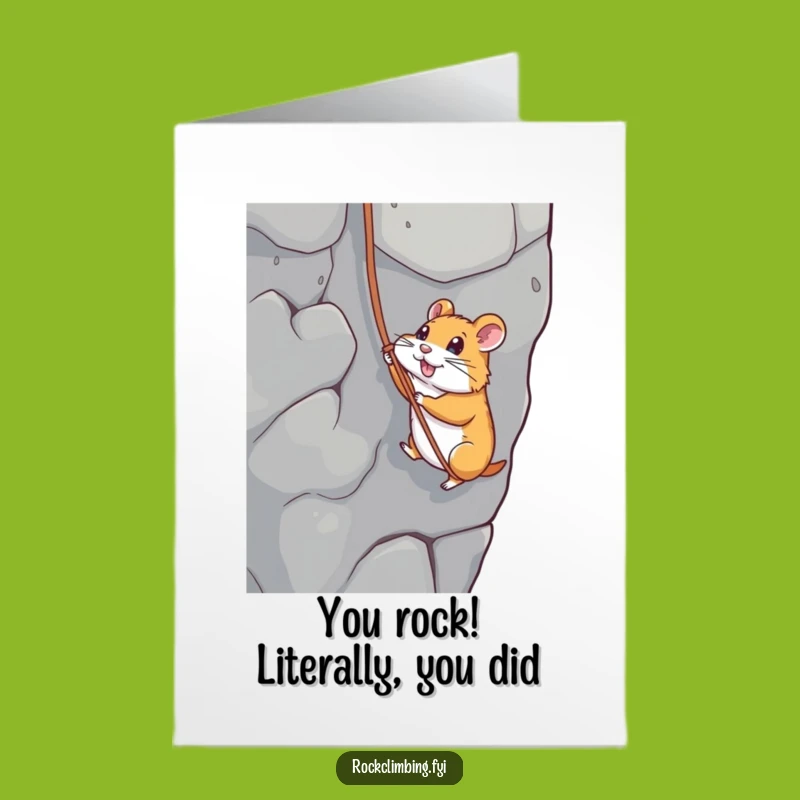 Free Printable Hamster Rappelling Congrats Card - Funny Downloadable Gift for Achievers