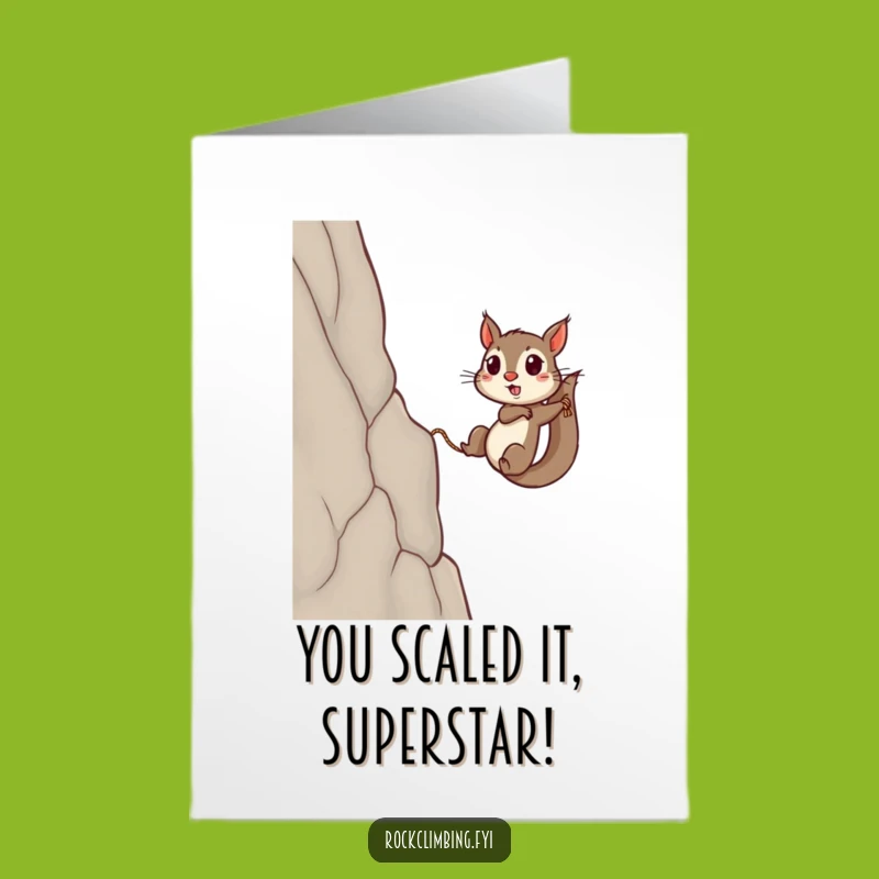 Free Printable Congrats Card: Funny Squirrel Climbing Summit, Hilarious Downloadable Success Greeting