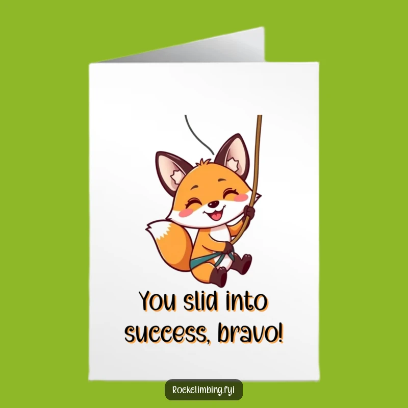 Free Printable Congrats Card: Fox's Successful Rappel - Downloadable Achievement!