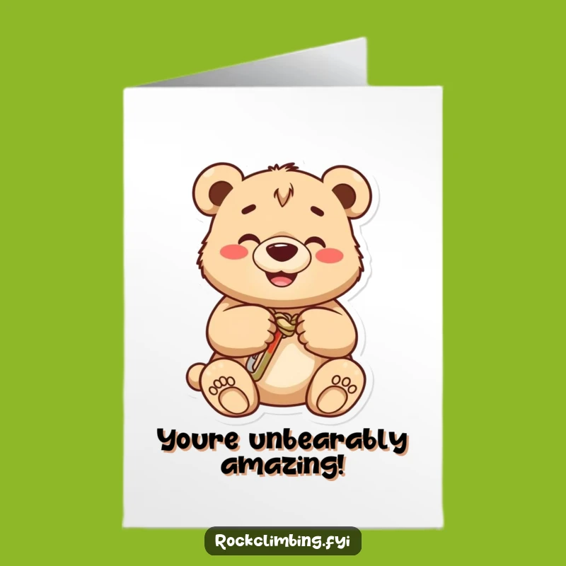 Free Printable Congrats Card: Bear Cub Climbs to Victory, a Funny Downloadable Gift