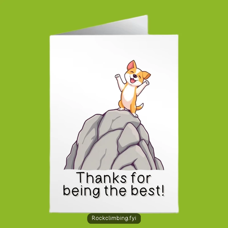 Free Printable Thank You Card: Funny Dog Rock Conqueror Gratitude Downloadable Gift