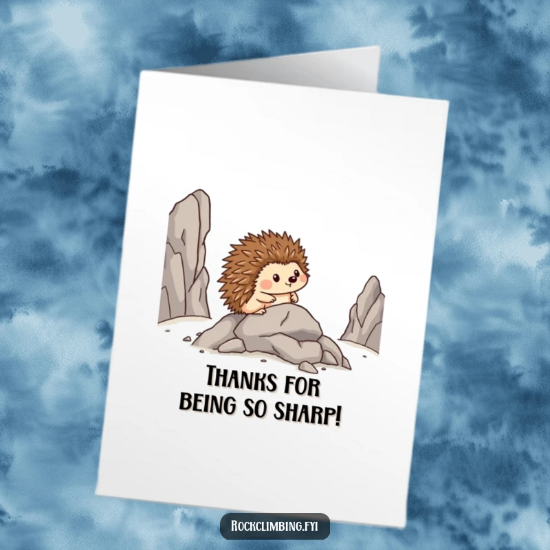 Funny Free Printable Thank You Card: A pleased hedgehog inching sideways, expressing heartfelt thanks in a humorous way.