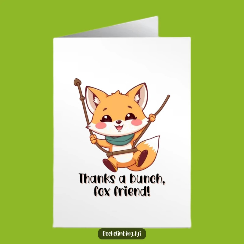 Free Printable Thank You Card: Funny Fox Rope Adventure - Downloadable Gratitude