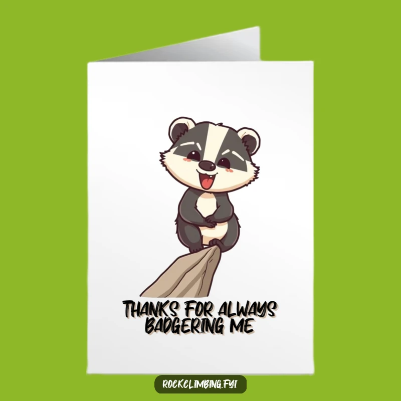 Grateful Free Printable Thank You Card: Badger's Balancing Act - A Humorous Downloadable Gift of Thanks