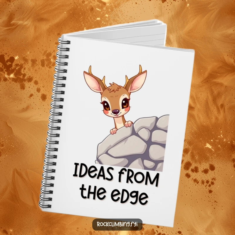 Funny deer notebook with a curious deer peering over a ledge, perfect for jotting down notes with a humorous wildlife theme.