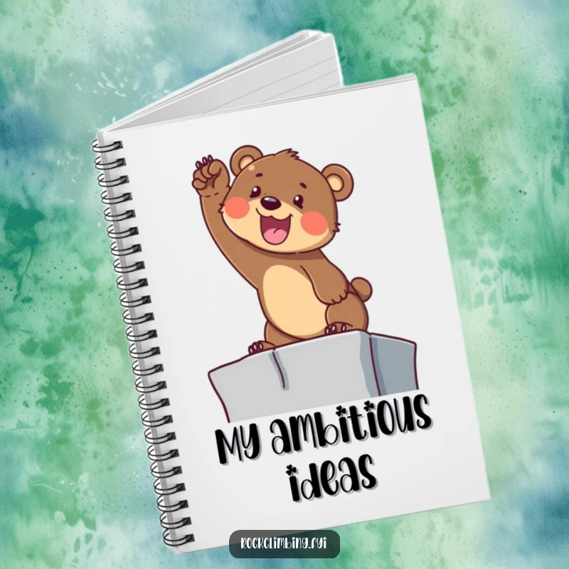 Funny Bear Cub Climbing Notebook: A determined cub reaches for a high ledge, perfect for ambitious note-taking.