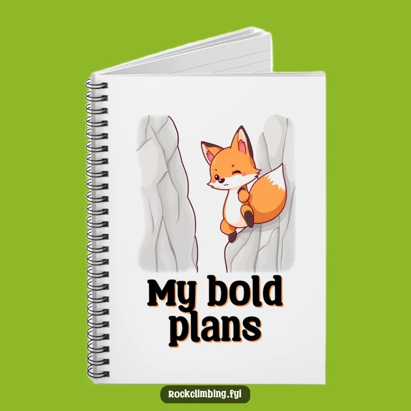Funny Determined Fox Notebook, Cliff Climber Journal, Humorous Gift for Writers