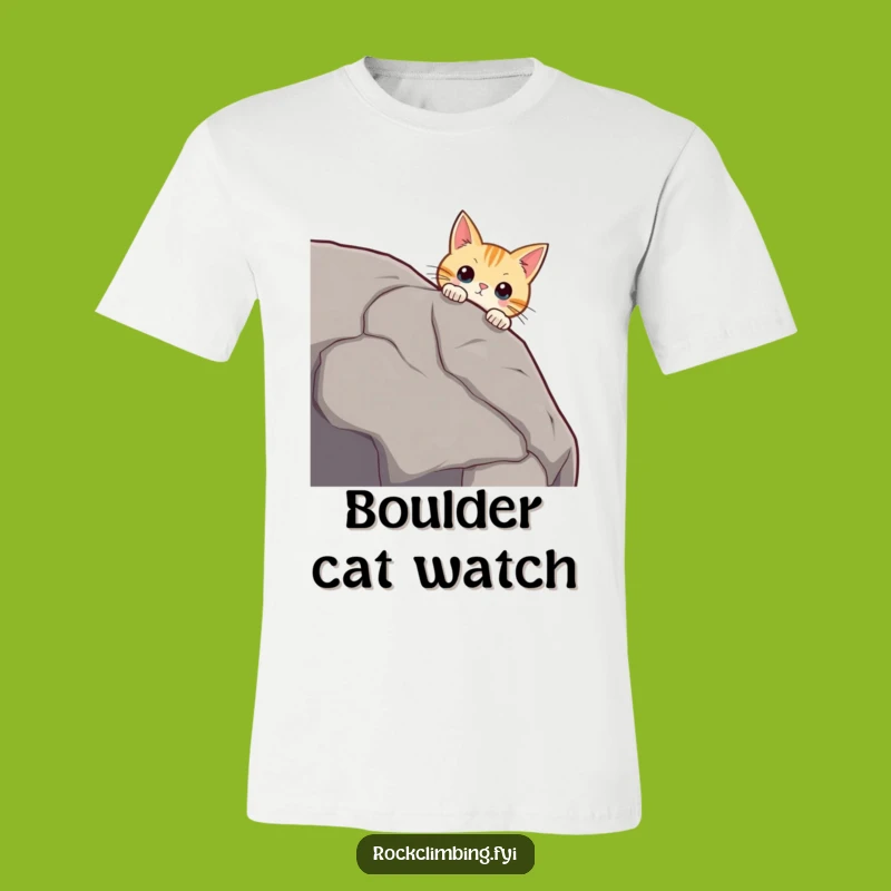 Funny Curious Cat Boulder T-Shirt - Hilarious Adventure Tee for Cat Lovers