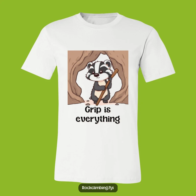 Funny Badger Climbing T-Shirt: Hilarious Grit for Outdoor Enthusiasts