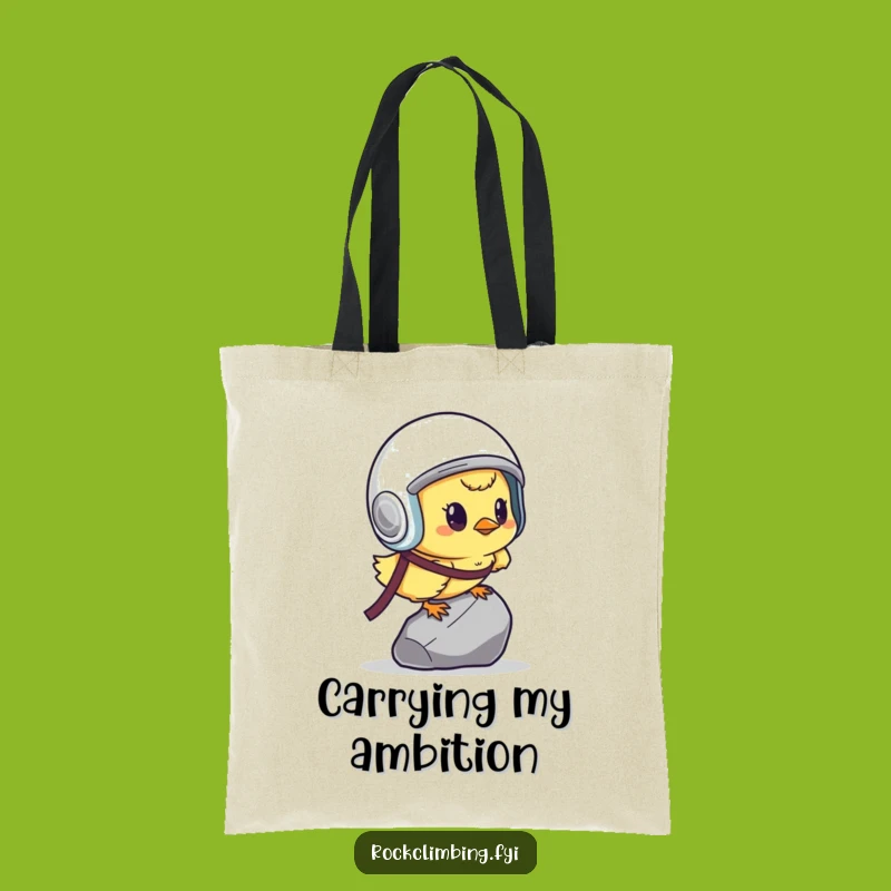 Funny Determined Chick Tote Bag: Carry Your Grit Helmet Adventure Gift