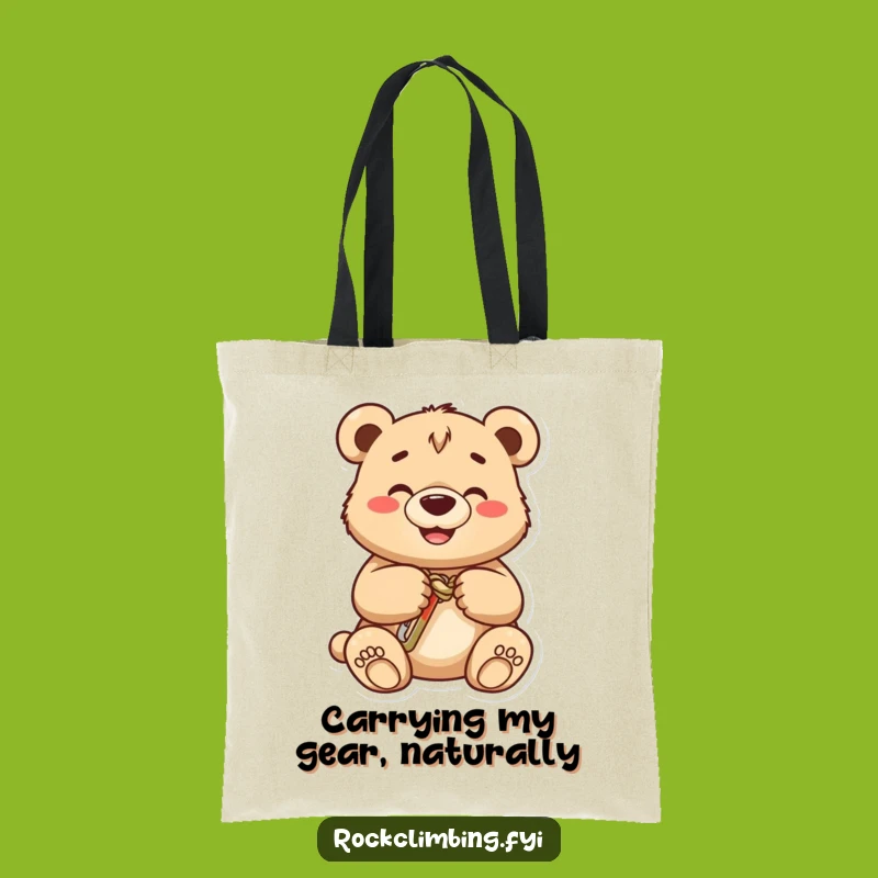 Funny Bear Cub Knot Tote Bag: Durable & Hilarious Carry-all for Climber Friends