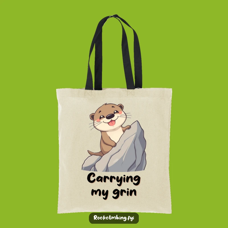 Funny Otter Climbing Tote Bag: Cheerful Grin Accessory for Adventure Lovers