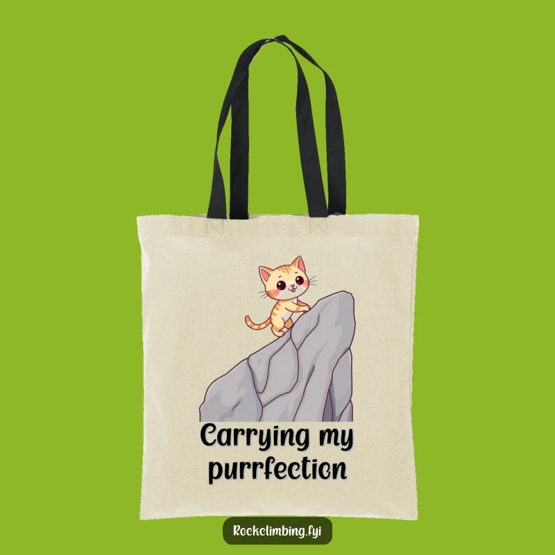 Funny Cat Cliff Climb Tote Bag: Carry Your Wit Everywhere