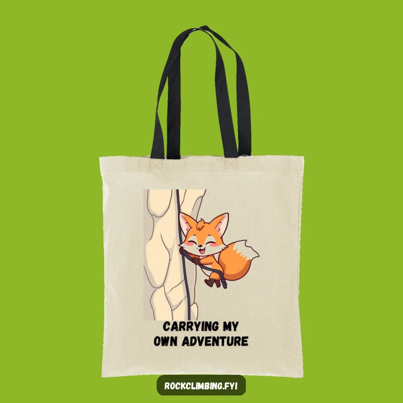 Funny Fox Rappelling Tote Bag: Energetic Adventure Carry-All, Ideal Gift!