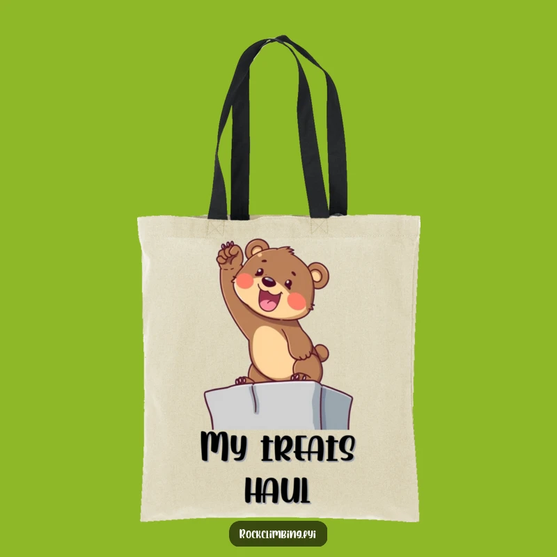 Funny Bear Cub Climbing Tote Bag: Ambitious Explorer Carry-All, Ideal Gift!