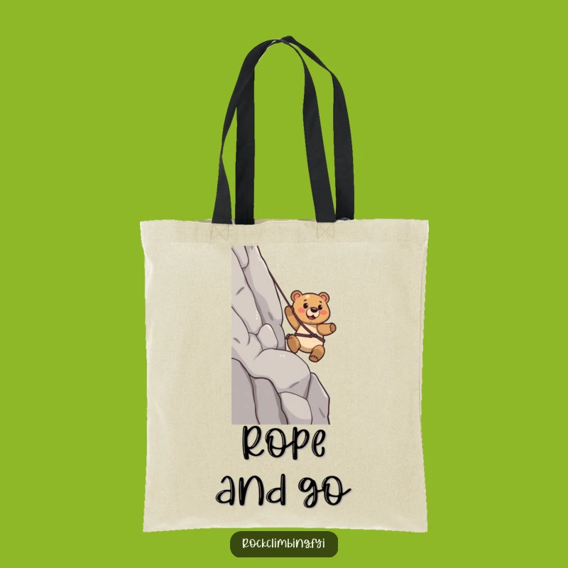 Funny Bear Rappelling Tote Bag: Confident Strider Accessory - Perfect Gift